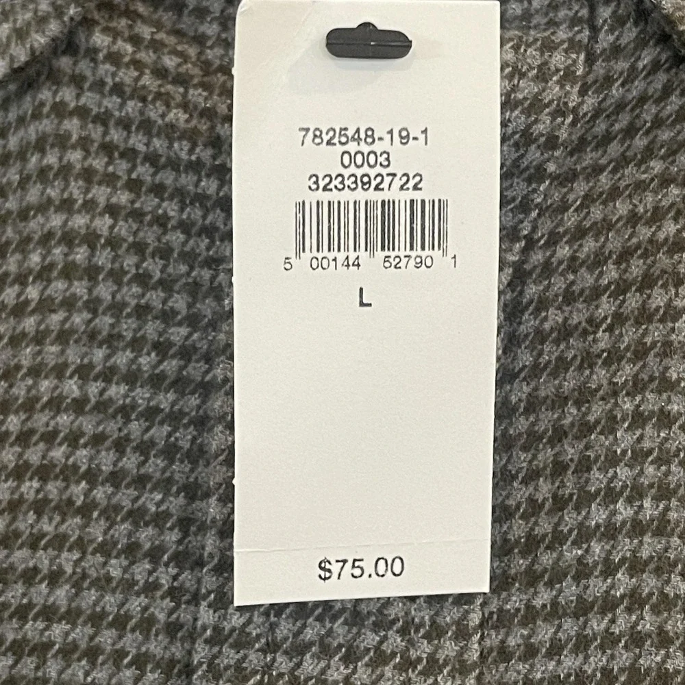 Banana Republic Shirt Mens Large Gray Houndstooth‎ Long Sleeve Button Down